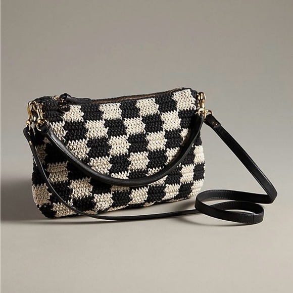 Clare V Black and Cream Checker Crochet Petit Moyen - Picture 10 of 10